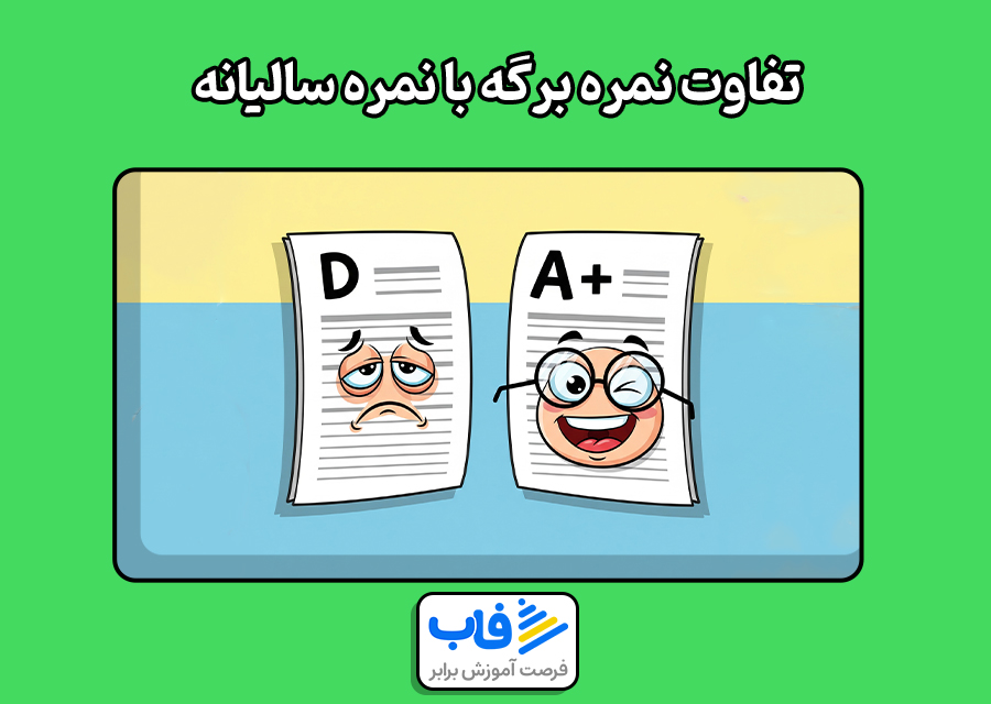 تفاوت نمره برگه با نمره سالیانه